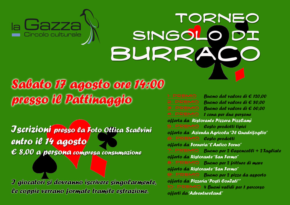 17-8-2019: torneo di burraco