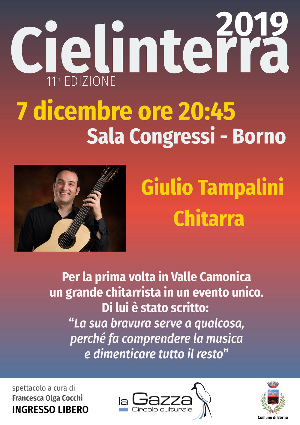 7 dicembre 2019 ore 20.45 a Borno: cielinterra con il chitarrista Giulio Tampalini