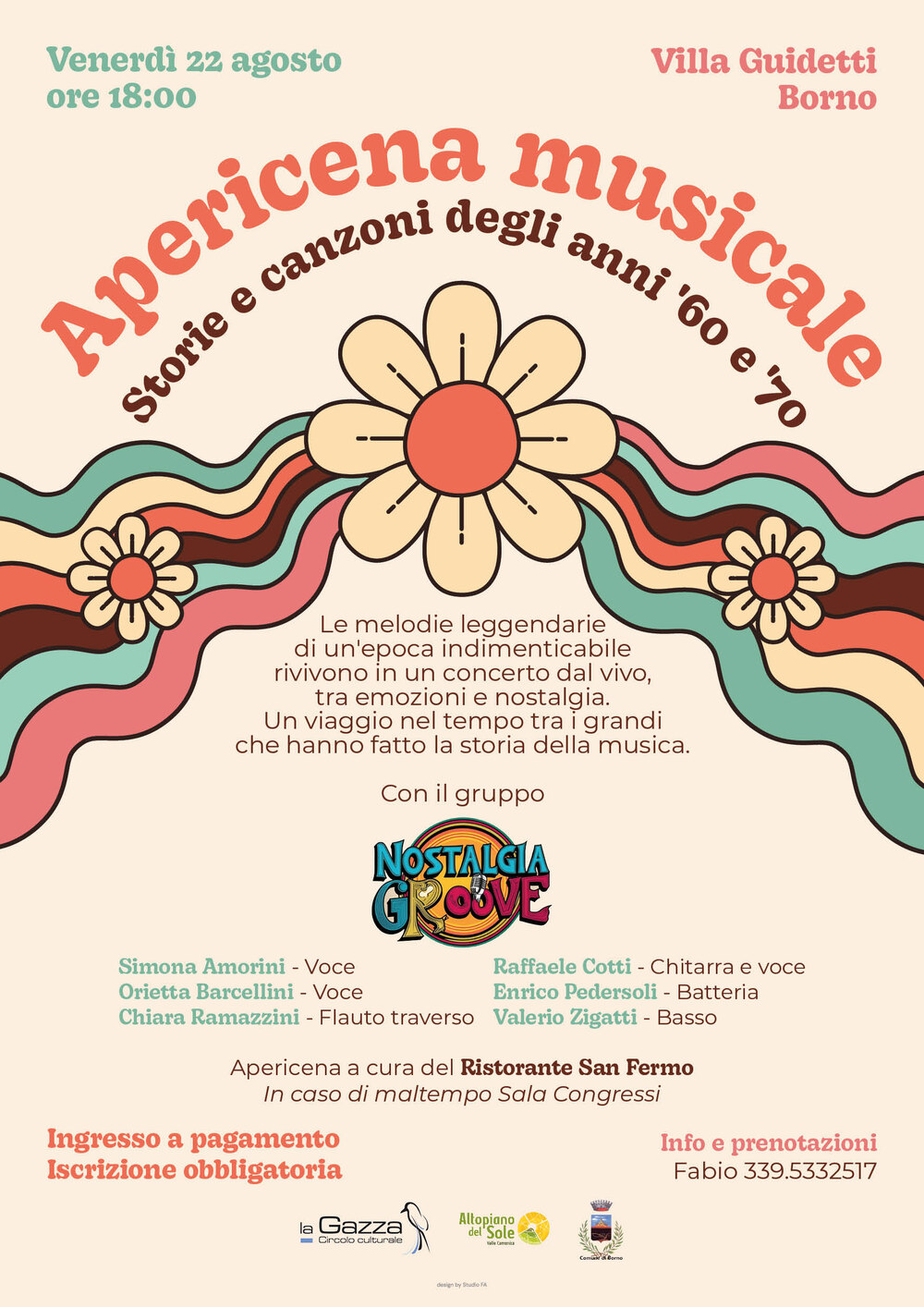 22 agosto 2025: Apericena con storie e canzoni degli anni '60 e '70