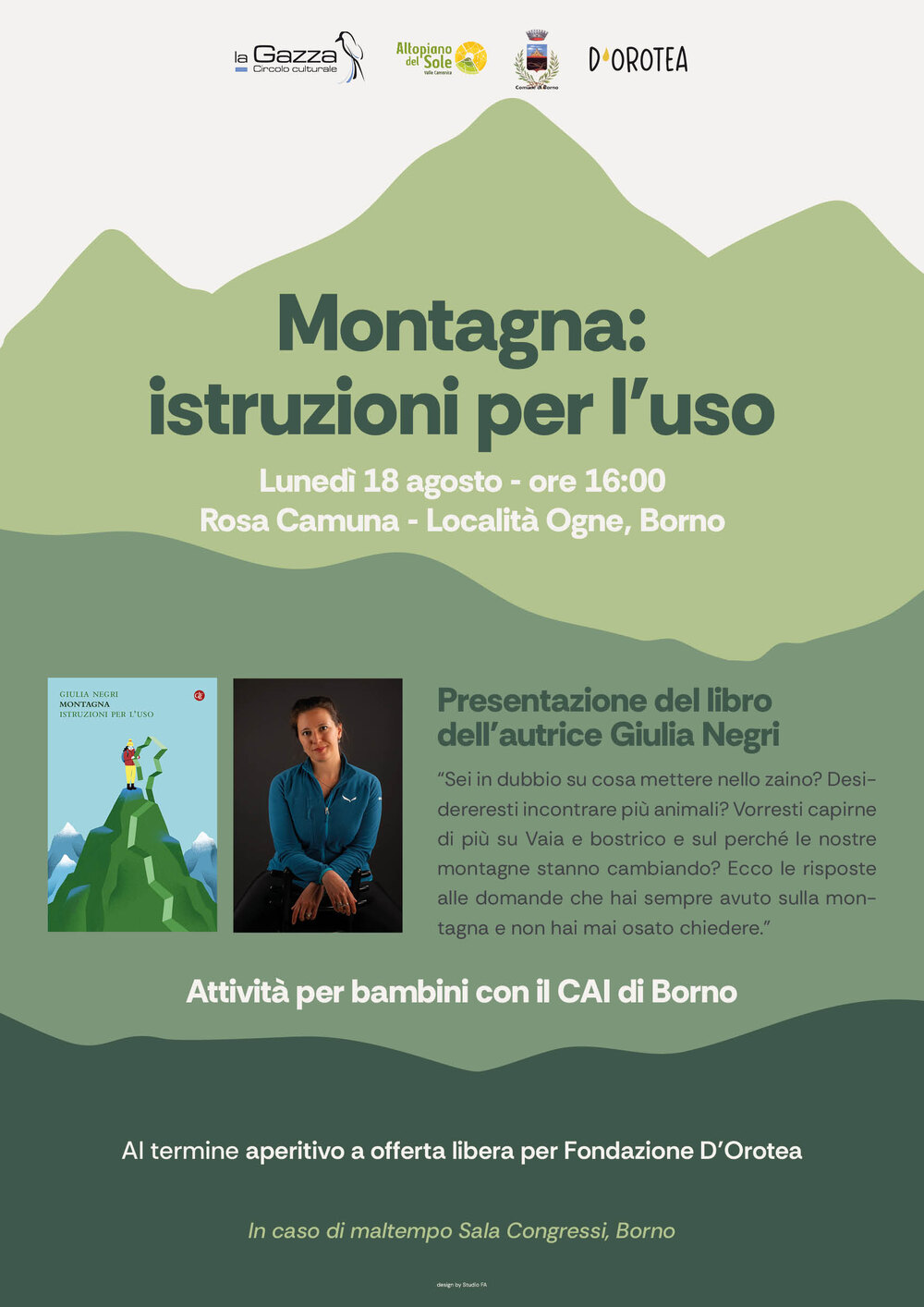 18 agosto 2025: Presentazione del libro - Montagna: istruzioni per l'uso - di Giulia Negri