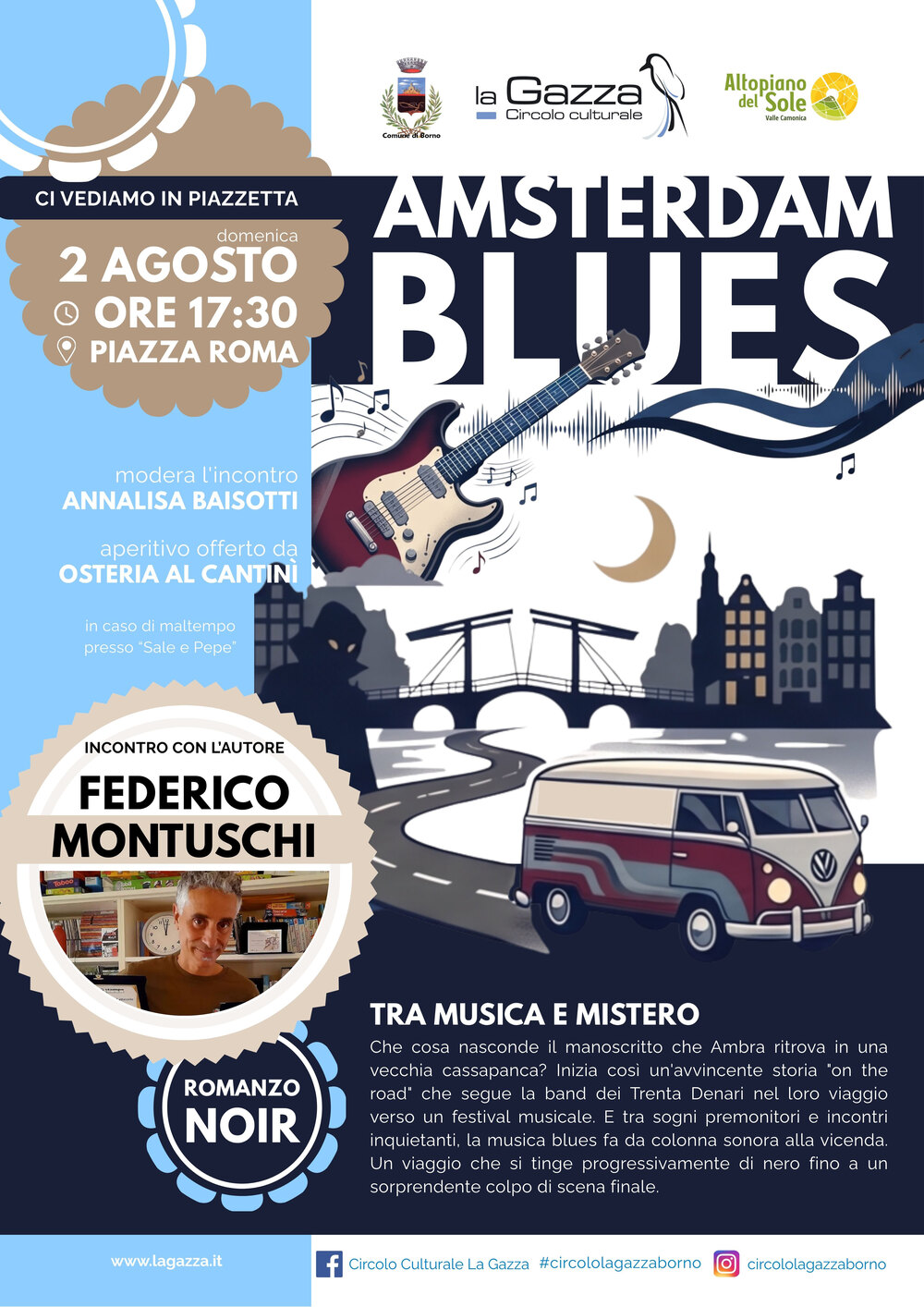 2 agosto 2026 ore 17.30 Borno: Federico Montuschi - Amsterdam blues